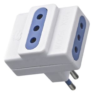 Adaptador triple 10A 2P+T blanco