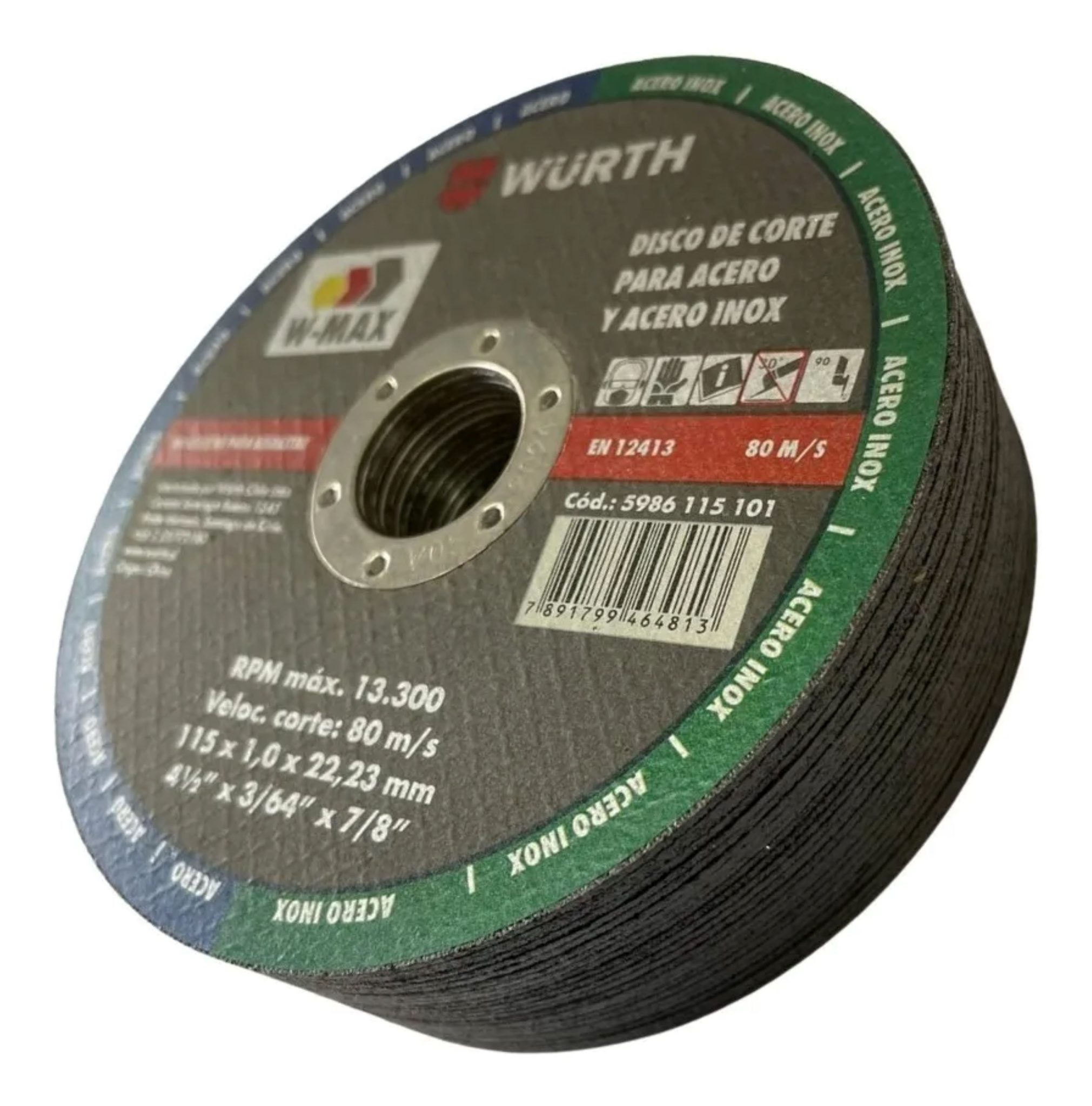 Disco corte inox 115x1x22.23mm Wurth