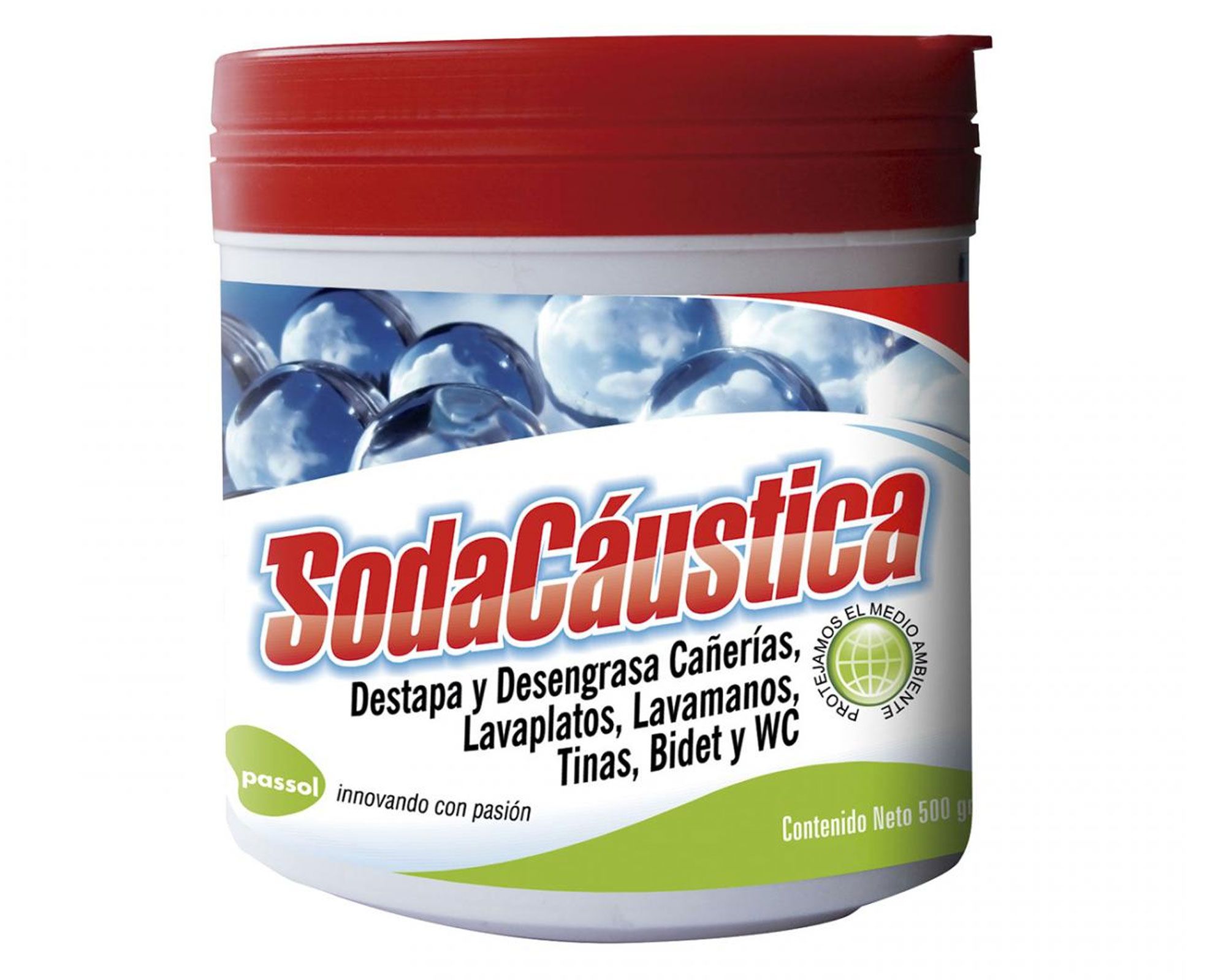 Soda caustica en perlas 1/2 kilo